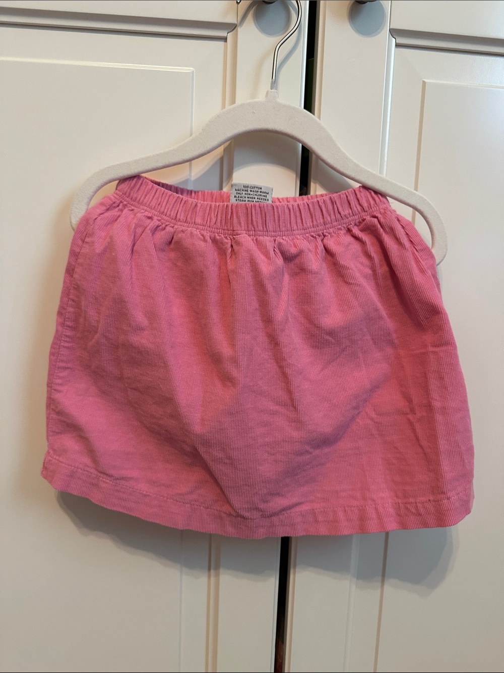 Girls Pink Corduroy Skort with Elastic Waist